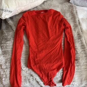 SKIMS Red Long Sleeve Bodysuit